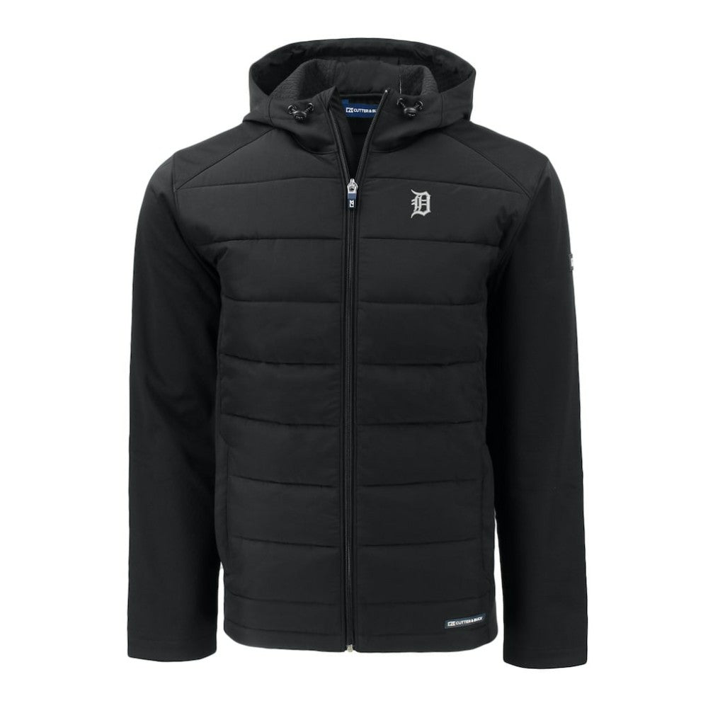 Detroit Tigers Cutter & Buck Evoke Hybrid Eco Softshell Recycled Full-Zip Jacket Black