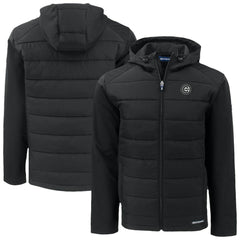 Chicago Cubs Cutter & Buck Evoke Hybrid Eco Softshell Recycled Full-Zip Jacket Black