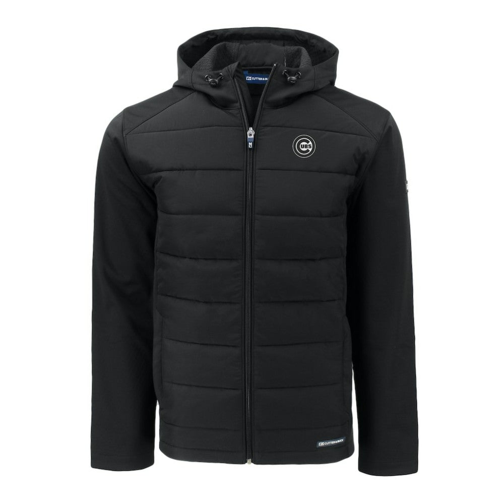 Chicago Cubs Cutter & Buck Evoke Hybrid Eco Softshell Recycled Full-Zip Jacket Black