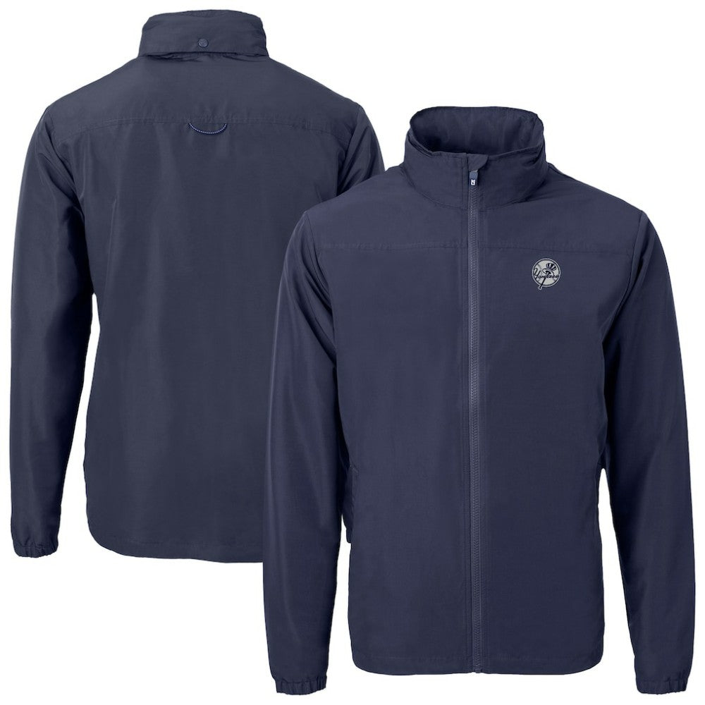 New York Yankees Cutter & Buck Charter Eco Recycled Full-Zip Hoodie Jacket Navy