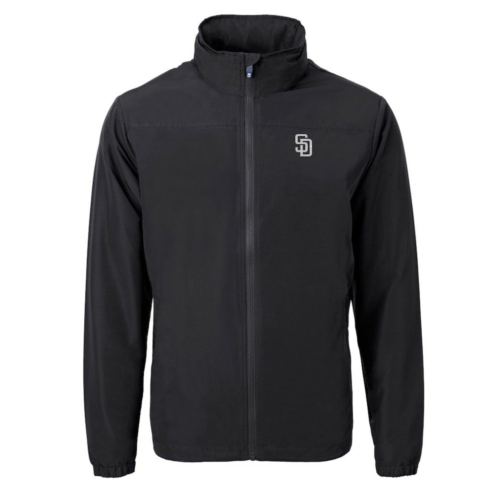 San Diego Padres Cutter & Buck Charter Eco Recycled Full-Zip Hoodie Jacket Black