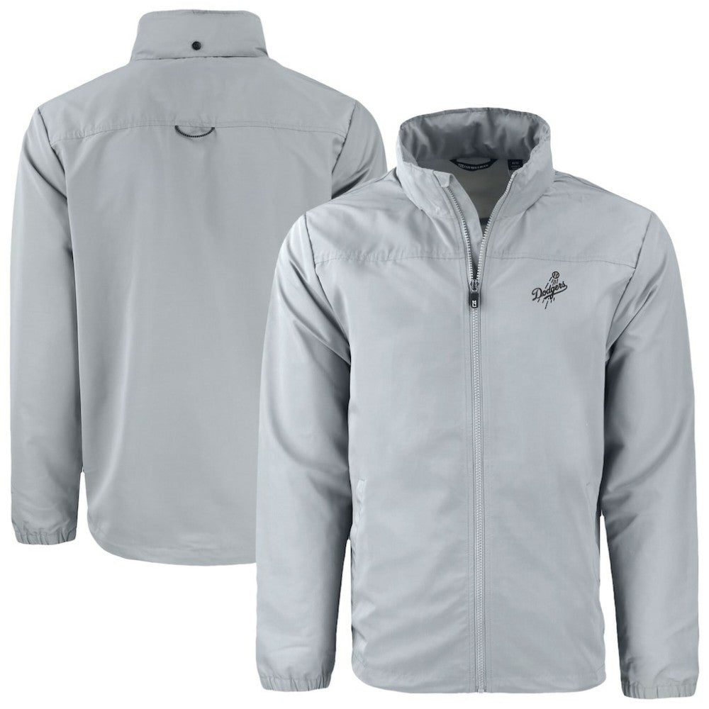 Los Angeles Dodgers Cutter & Buck Charter Eco Recycled Full-Zip Hoodie Jacket Gray