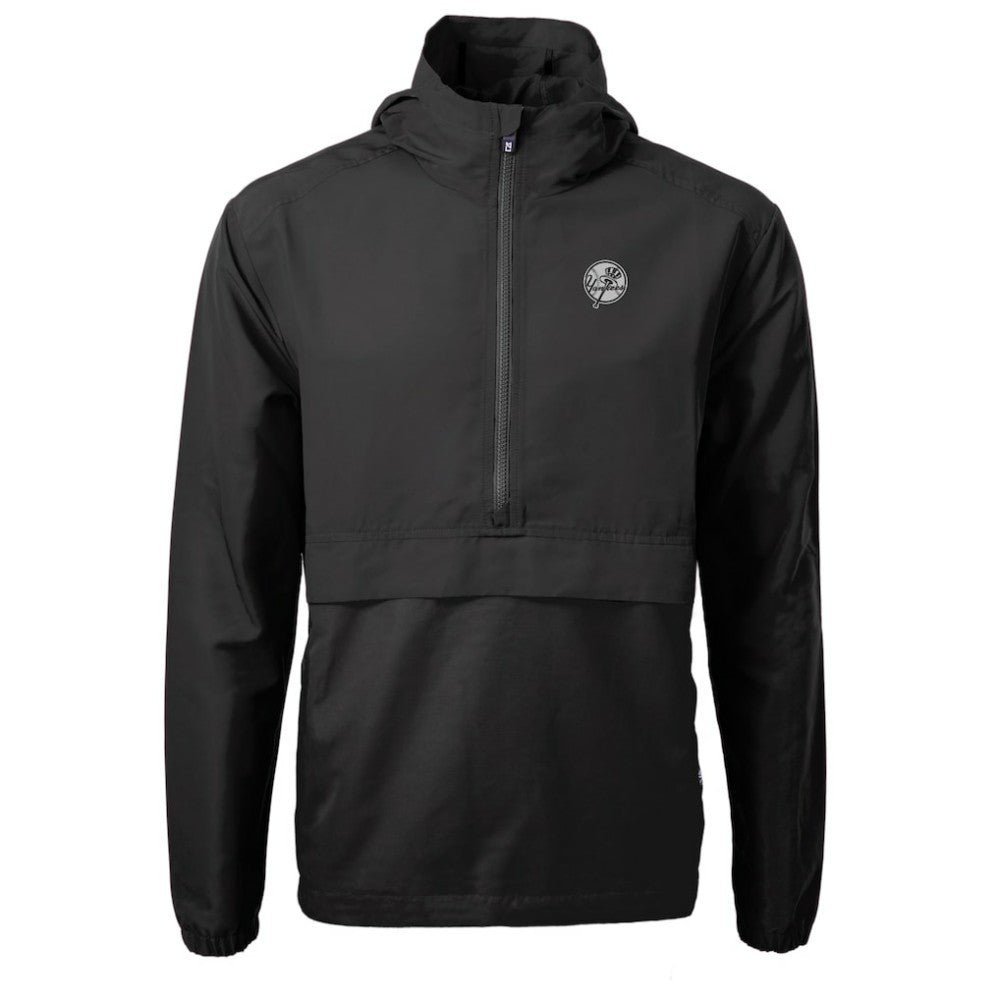 New York Yankees Cutter & Buck Charter Eco Recycled Anorak Half-Zip Hoodie Jacket Black