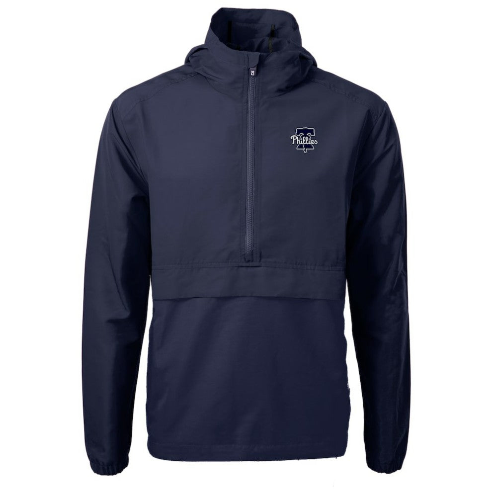 Philadelphia Phillies Cutter & Buck Charter Eco Recycled Anorak Half-Zip Hoodie Jacket Navy