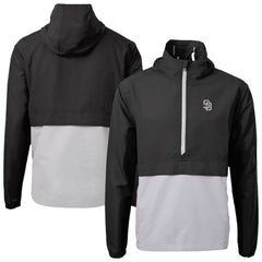 San Diego Padres Cutter & Buck Charter Eco Recycled Anorak Half-Zip Hoodie Jacket Black