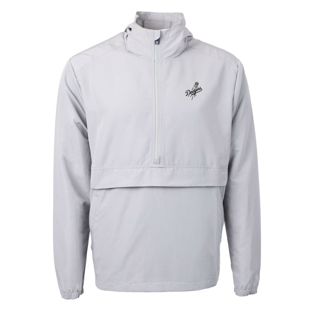 Los Angeles Dodgers Cutter & Buck Charter Eco Recycled Anorak Half-Zip Hoodie Jacket Gray