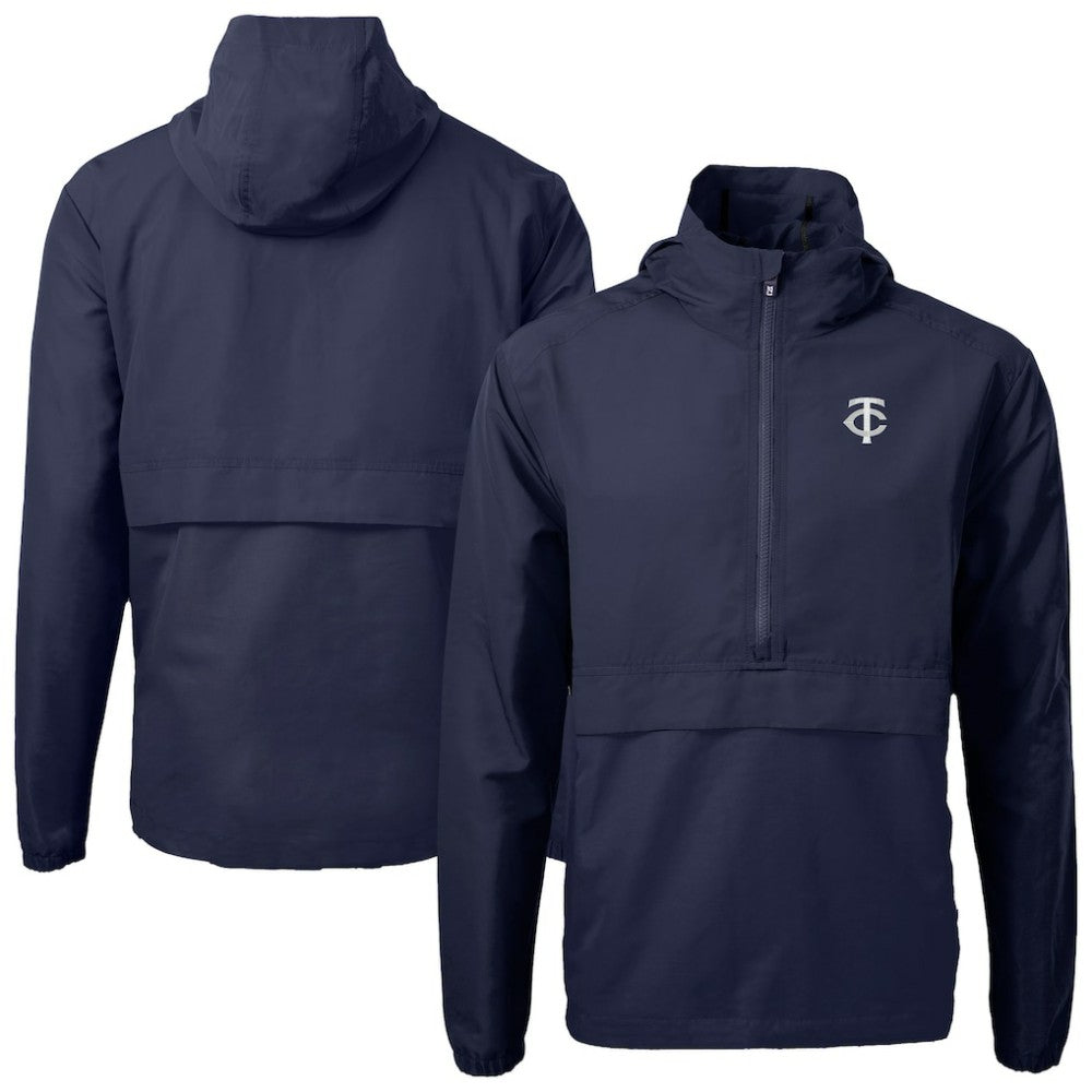 Minnesota Twins Cutter & Buck Charter Eco Recycled Anorak Half-Zip Hoodie Jacket Navy