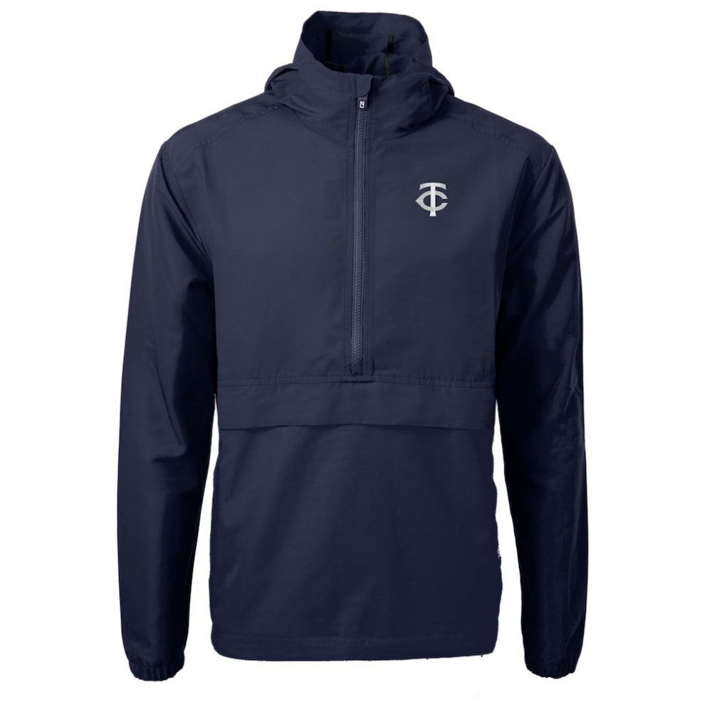Minnesota Twins Cutter & Buck Charter Eco Recycled Anorak Half-Zip Hoodie Jacket Navy