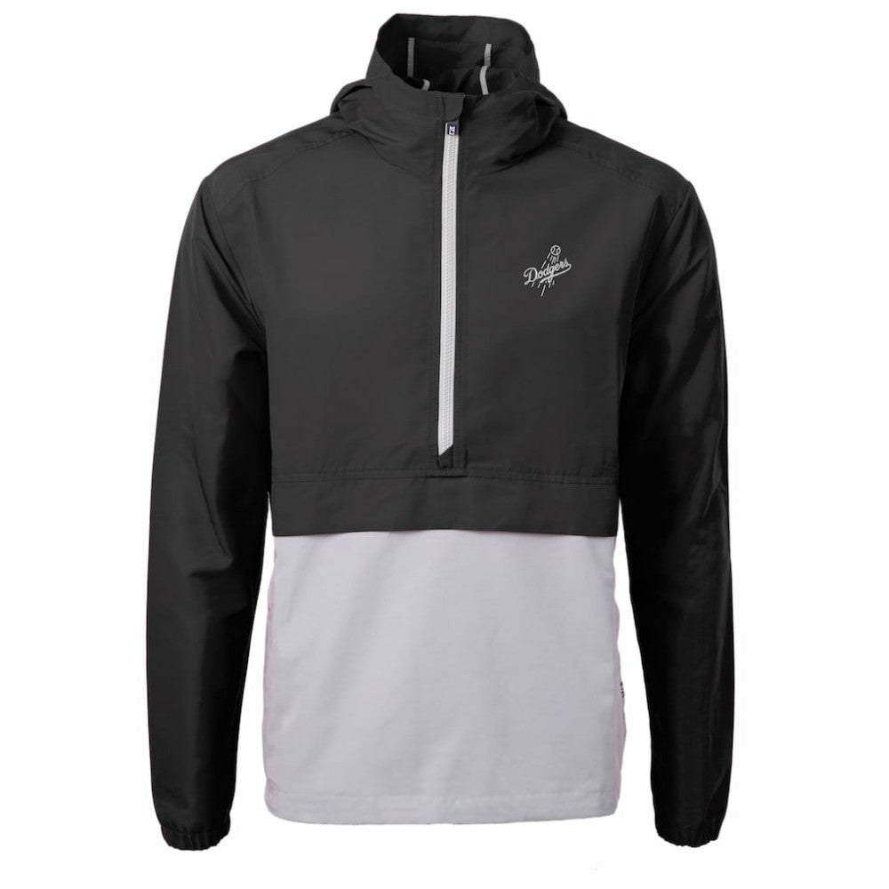 Los Angeles Dodgers Cutter & Buck Charter Eco Recycled Anorak Half-Zip Hoodie Jacket Black/Gray