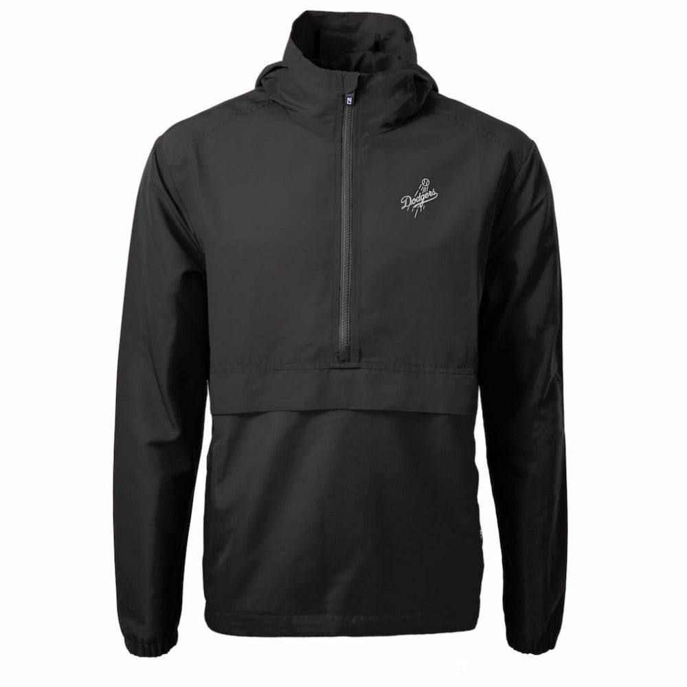 Los Angeles Dodgers Cutter & Buck Charter Eco Recycled Anorak Half-Zip Hoodie Jacket Black