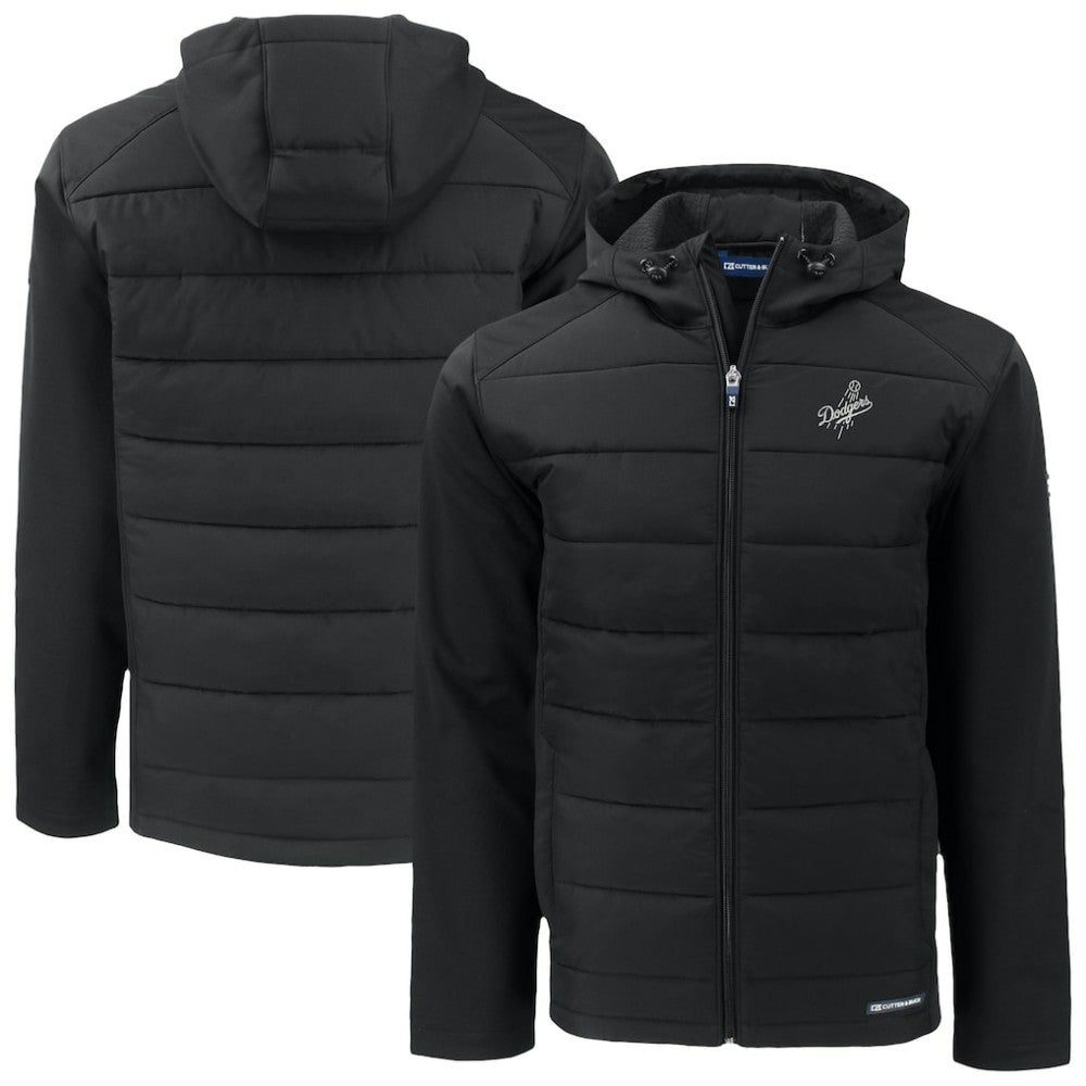 Los Angeles Dodgers Cutter & Buck Evoke Hybrid Eco Softshell Recycled Full-Zip Hooded Jacket Black