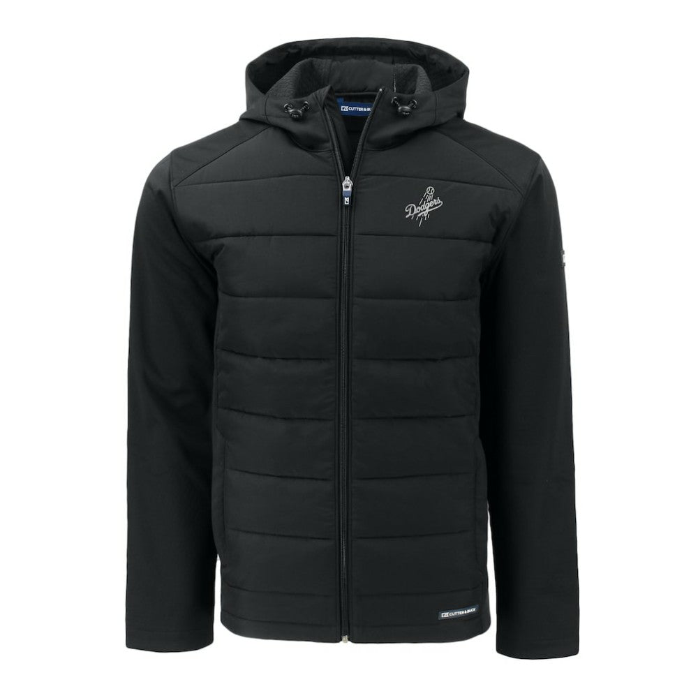 Los Angeles Dodgers Cutter & Buck Evoke Hybrid Eco Softshell Recycled Full-Zip Hooded Jacket Black
