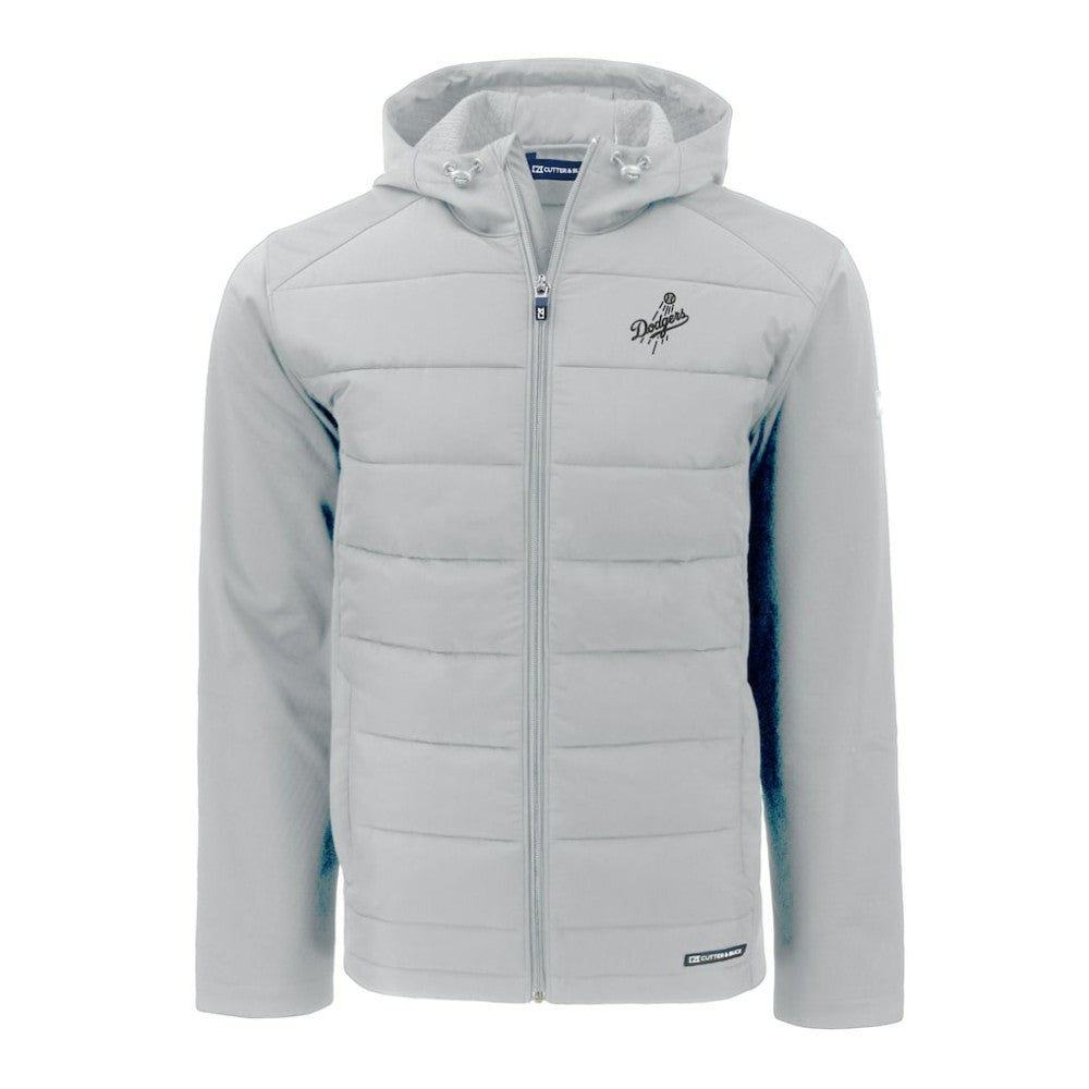 Los Angeles Dodgers Cutter & Buck Evoke Hybrid Eco Softshell Recycled Full-Zip Hooded Jacket Gray
