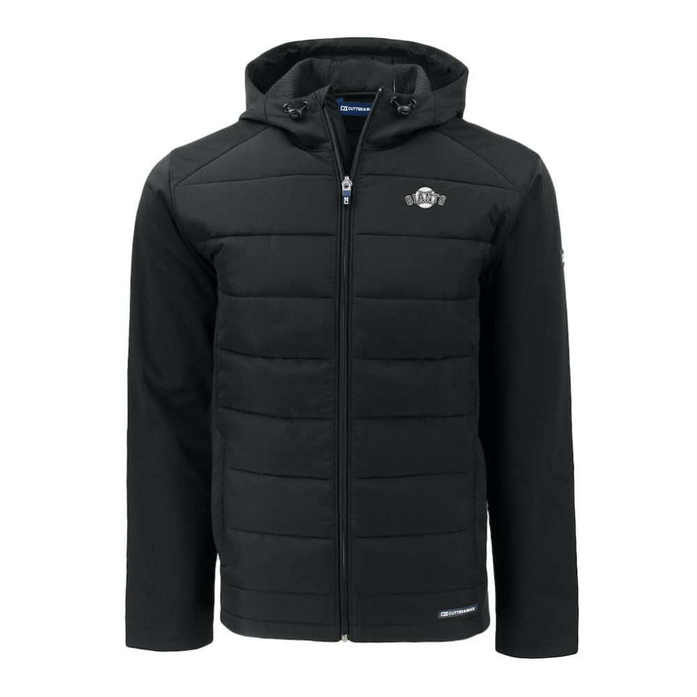 San Francisco Giants Cutter & Buck Evoke Hybrid Eco Softshell Recycled Full-Zip Hooded Jacket Black