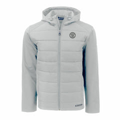 Milwaukee Brewers Cutter & Buck Evoke Hybrid Eco Softshell Recycled Full-Zip Hooded Jacket Gray