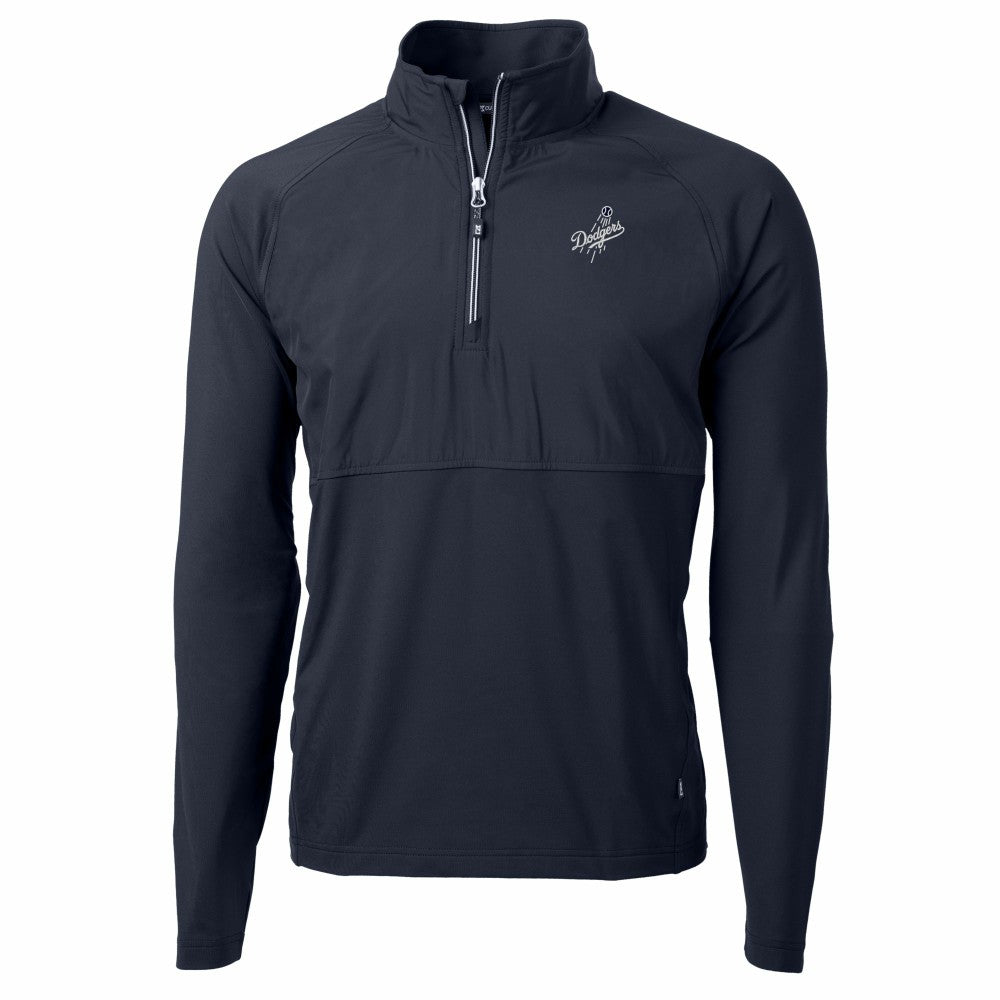 Los Angeles Dodgers Cutter & Buck Adapt Eco Hybrid Raglan DryTec Quarter-Zip Jacket Navy