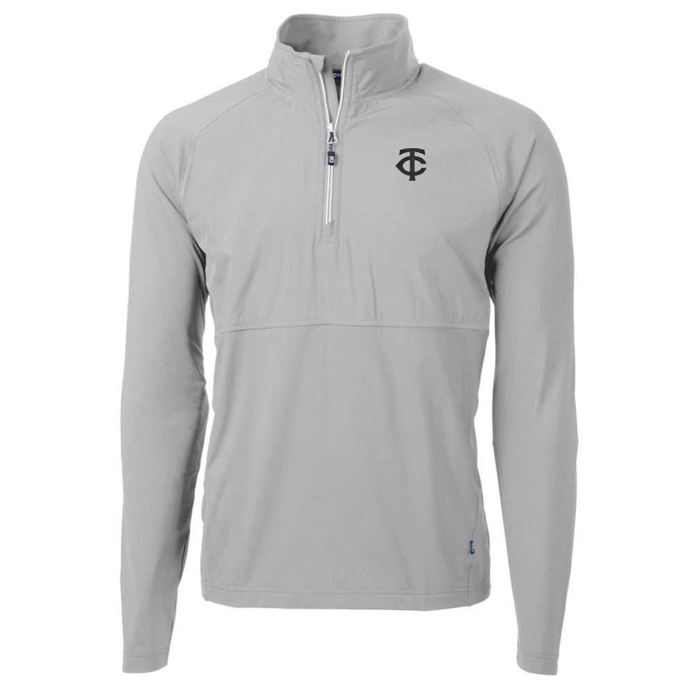 Minnesota Twins Cutter & Buck Adapt Eco Hybrid Raglan DryTec Quarter-Zip Jacket Gray