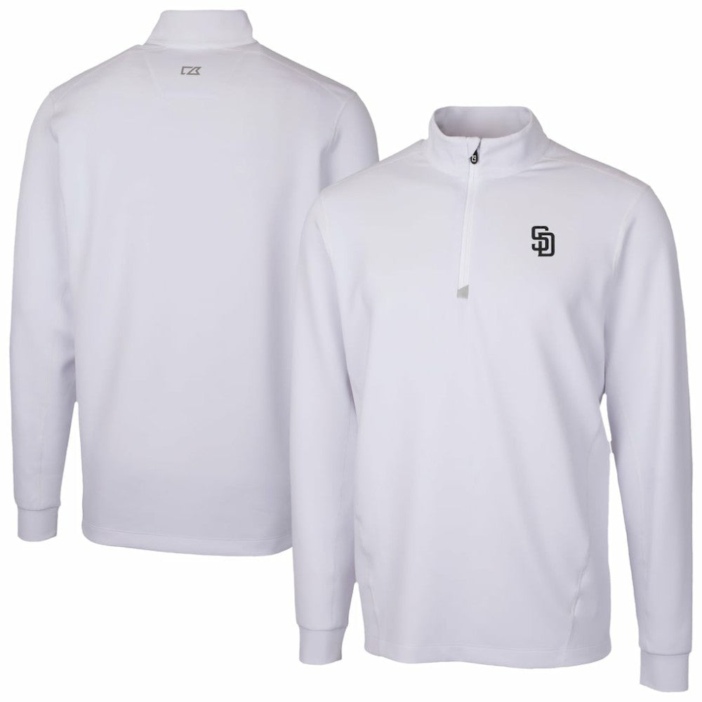 San Diego Padres Cutter & Buck Traverse Eco Tri-Blend DryTec Quarter-Zip Jacket White