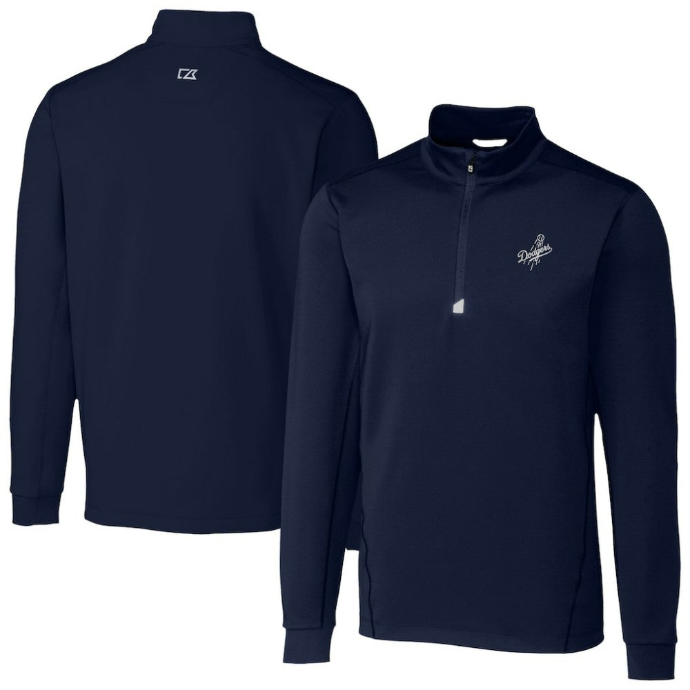 Los Angeles Dodgers Cutter & Buck Traverse Eco Tri-Blend DryTec Quarter-Zip Jacket Navy