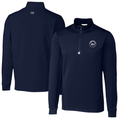 New York Mets Cutter & Buck Traverse Eco Tri-Blend DryTec Quarter-Zip Jacket Navy
