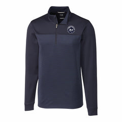 New York Mets Cutter & Buck Traverse Eco Stripe Tri-Blend DryTec Quarter-Zip Jacket Navy