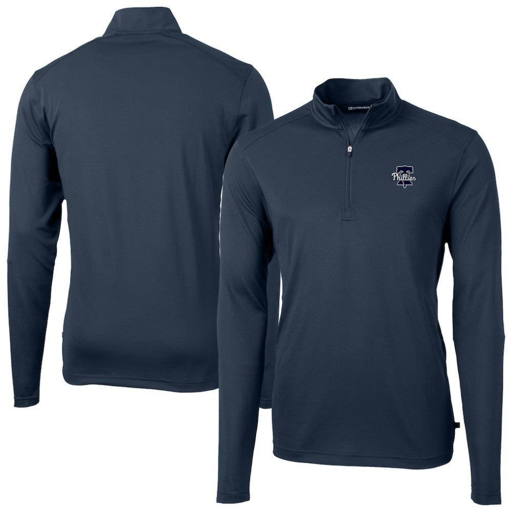 Philadelphia Phillies Cutter & Buck Virtue Eco Pique Quarter-Zip Jacket Navy