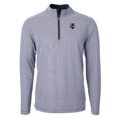 Minnesota Twins Cutter & Buck Virtue Eco Pique Micro Stripe Quarter-Zip Jacket Navy