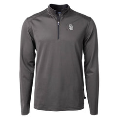 San Diego Padres Cutter & Buck Virtue Eco Pique Micro Stripe Quarter-Zip Jacket Black