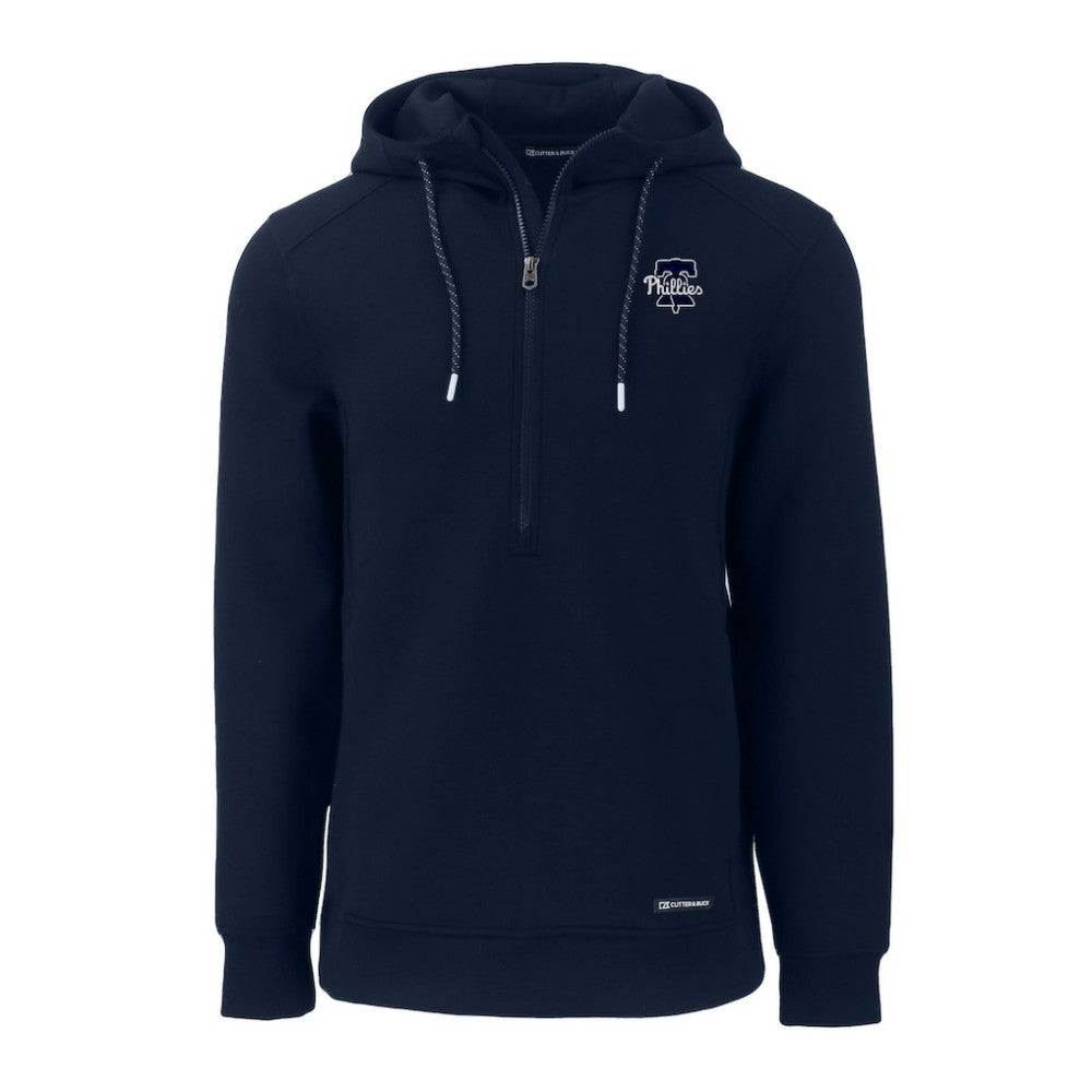 Philadelphia Phillies Cutter & Buck Roam Eco Recycled Tri-Blend Half-Zip Hoodie Navy