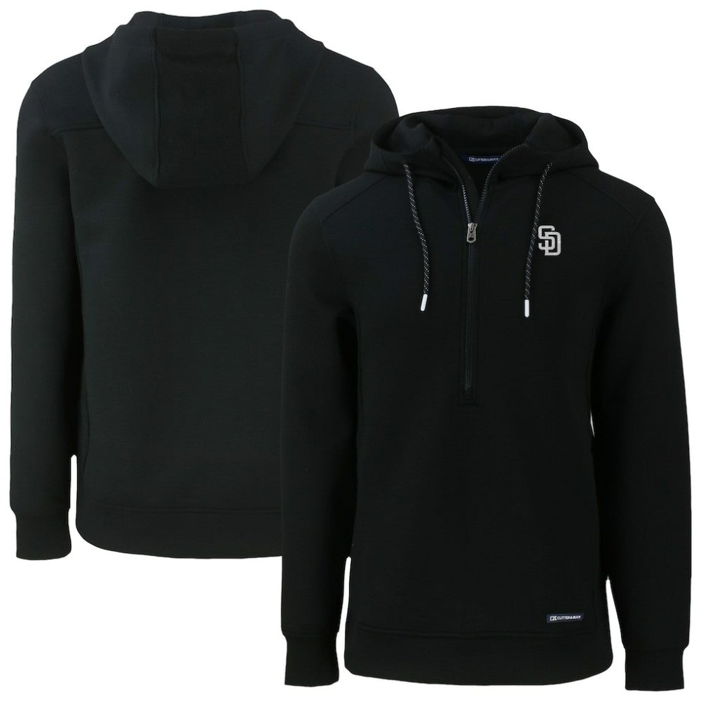 San Diego Padres Cutter & Buck Roam Eco Recycled Tri-Blend Half-Zip Hoodie Black