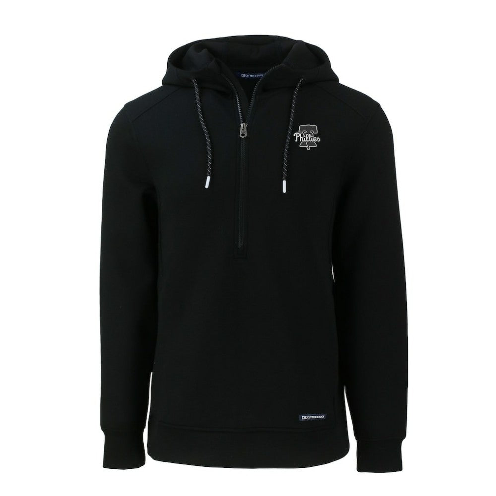 Philadelphia Phillies Cutter & Buck Roam Eco Recycled Tri-Blend Half-Zip Hoodie Black