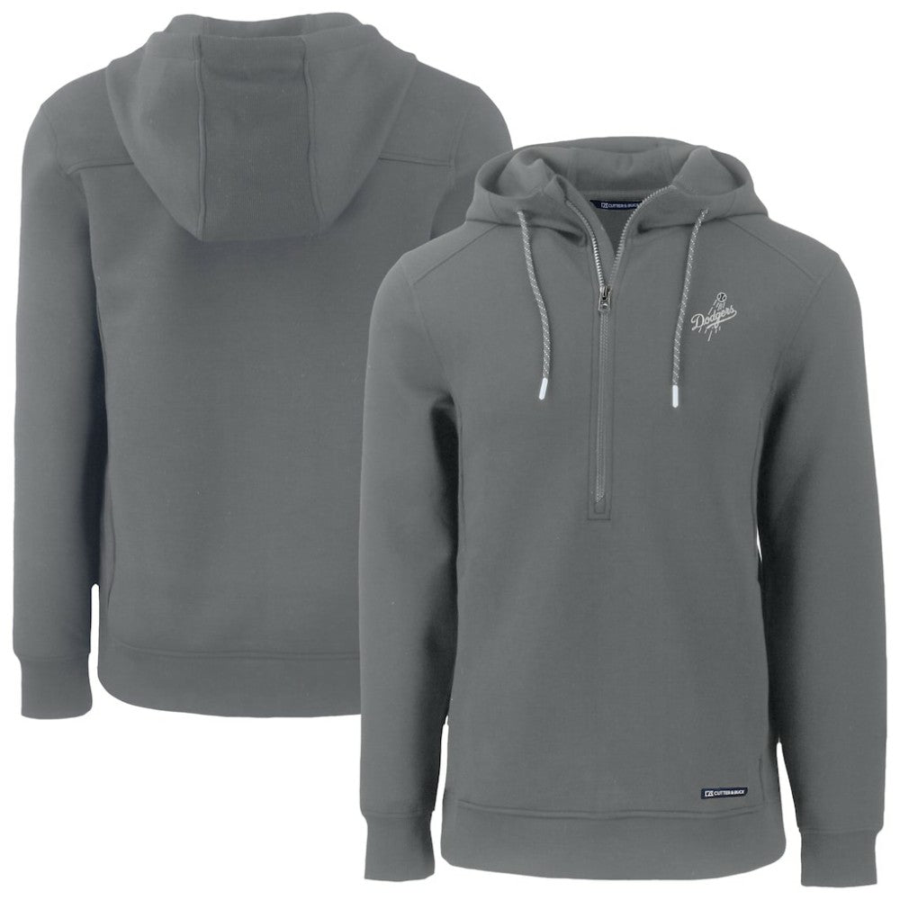 Los Angeles Dodgers Cutter & Buck Roam Eco Recycled Tri-Blend Half-Zip Hoodie Gray