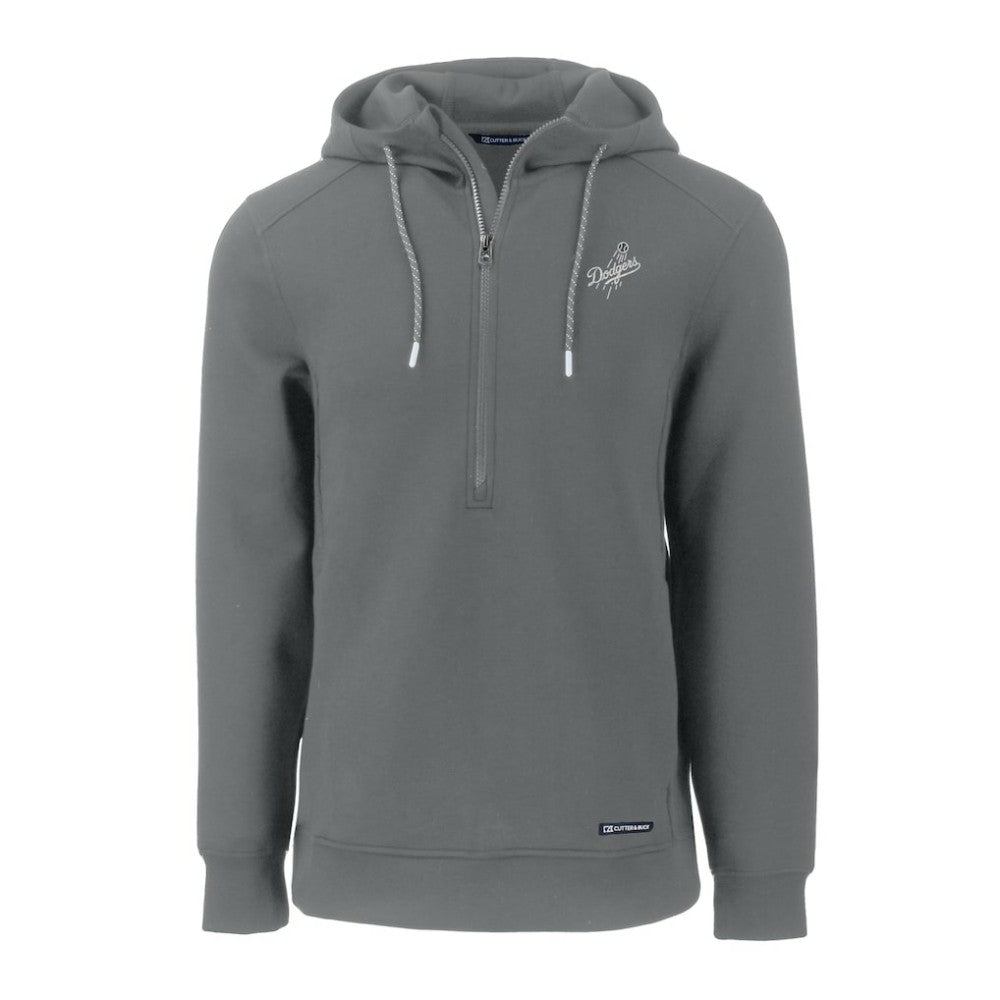 Los Angeles Dodgers Cutter & Buck Roam Eco Recycled Tri-Blend Half-Zip Hoodie Gray