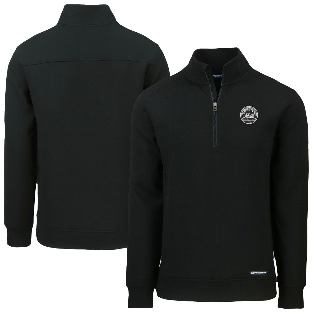 New York Mets Cutter & Buck Roam Eco Quarter-Zip Jacket Black