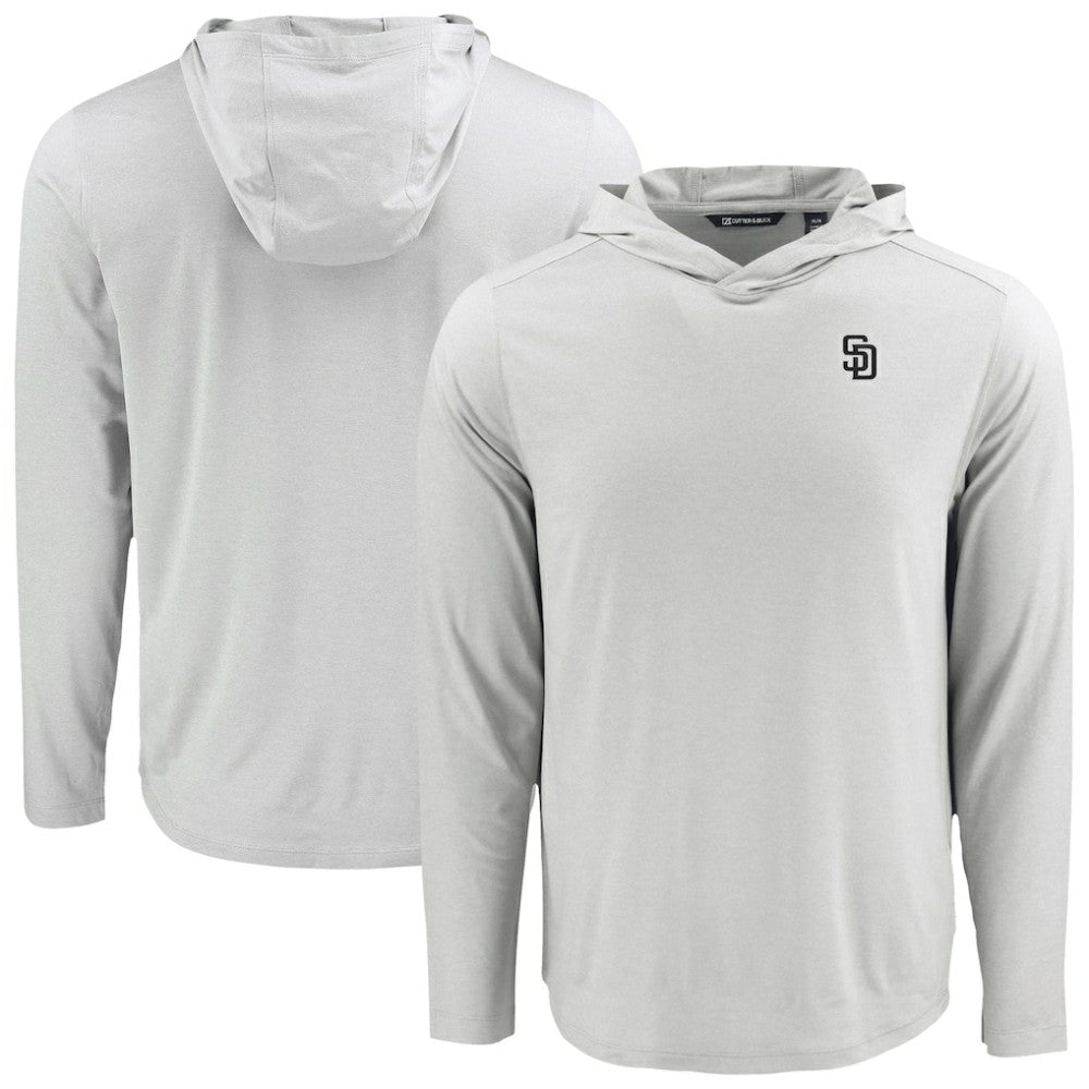San Diego Padres Cutter & Buck Coastline Epic Comfort Eco Recycled Hoodie T-Shirt Gray