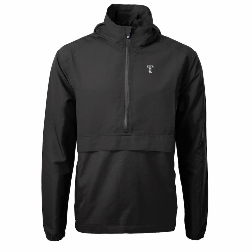 Texas Rangers Cutter & Buck Charter Eco Recycled Anorak Half-Zip Hoodie Jacket Black