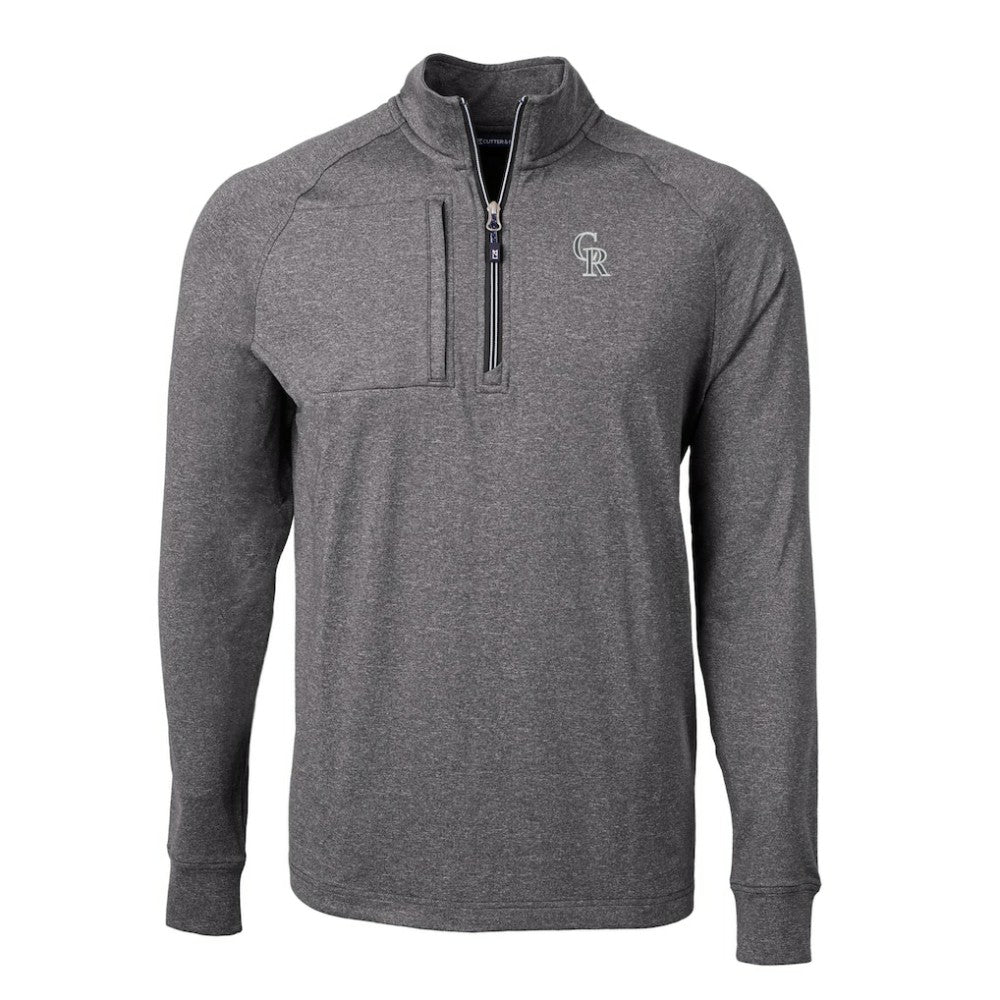 Colorado Rockies Cutter & Buck Big & Tall Adapt Eco Raglan Quarter-Zip Jacket Heather Black