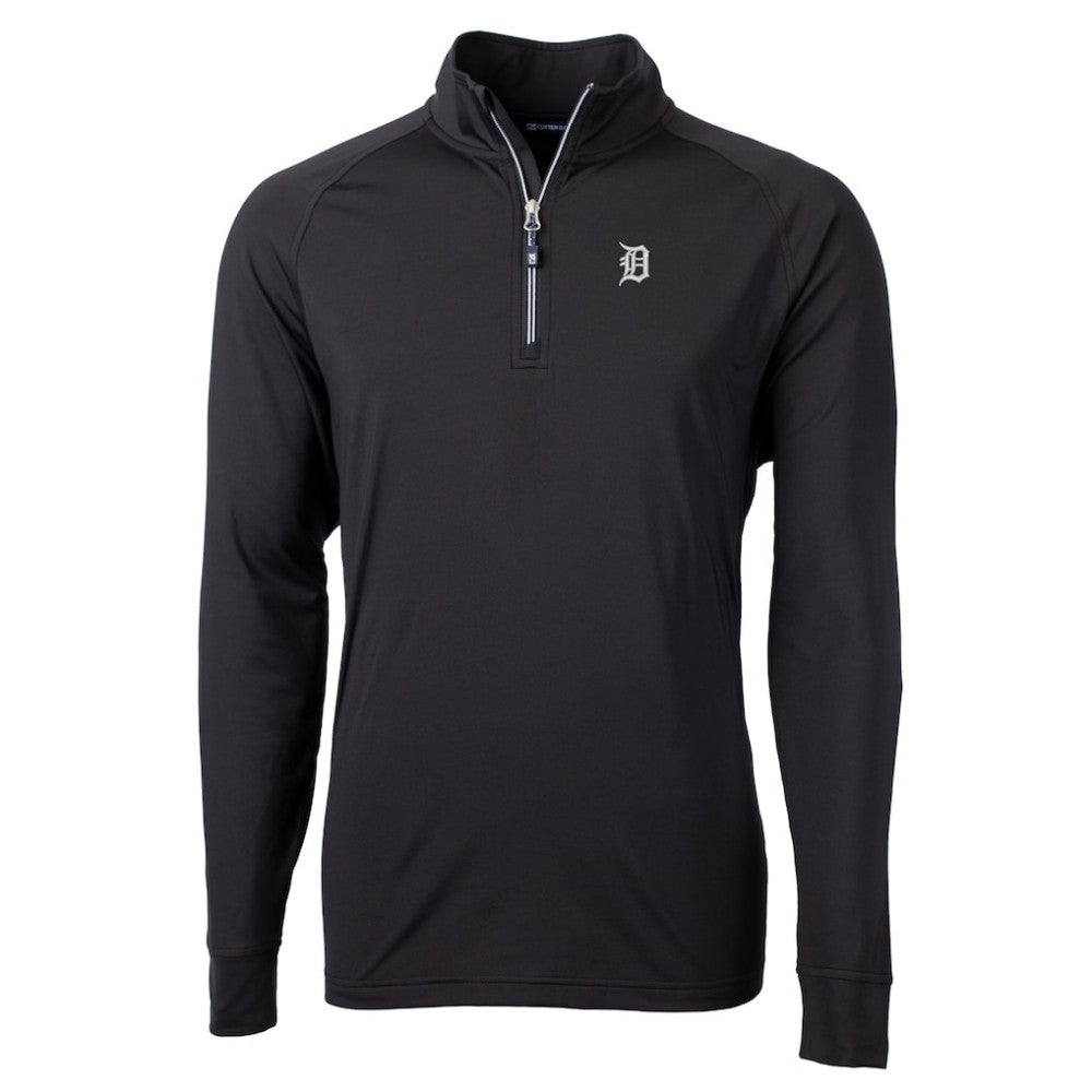 Detroit Tigers Cutter & Buck Big & Tall Adapt Eco DryTec Raglan Quarter-Zip Jacket Black