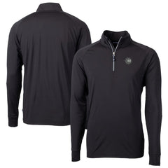 Chicago Cubs Cutter & Buck Big & Tall Adapt Eco DryTec Raglan Quarter-Zip Jacket Black