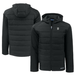 Detroit Tigers Cutter & Buck Big & Tall Evoke Hybrid Eco Softshell Recycled Full-Zip Jacket Black