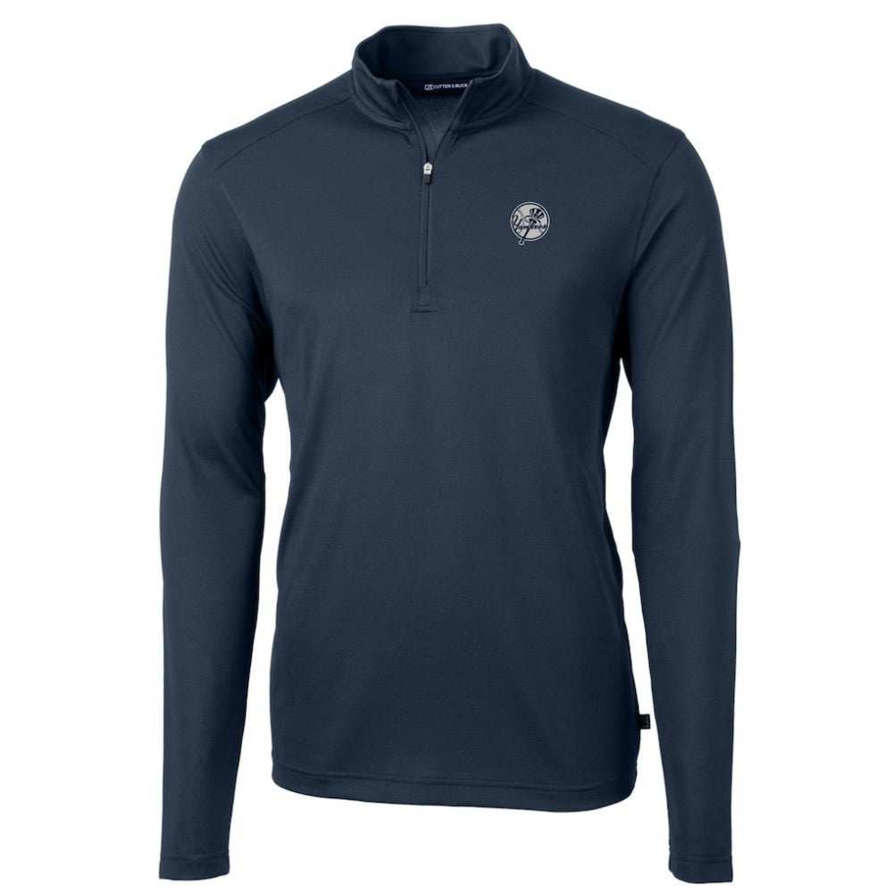 New York Yankees Cutter & Buck Big & Tall Virtue Eco Pique Quarter-Zip Jacket Navy
