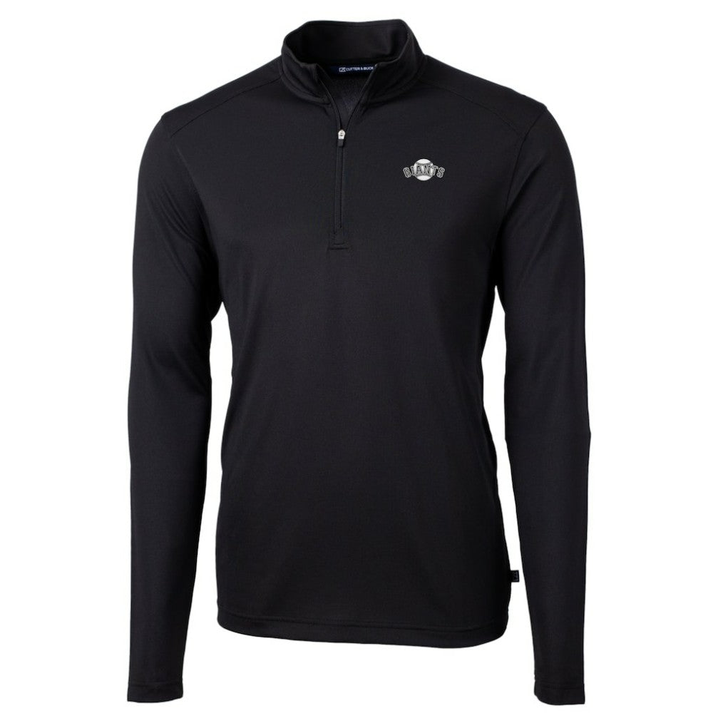 San Francisco Giants Cutter & Buck Big & Tall Virtue Eco Pique Quarter-Zip Jacket Black