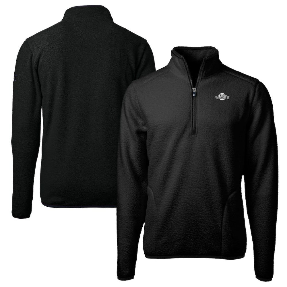 San Francisco Giants Cutter & Buck Big & Tall Cascade Eco Fleece Quarter-Zip Jacket Black