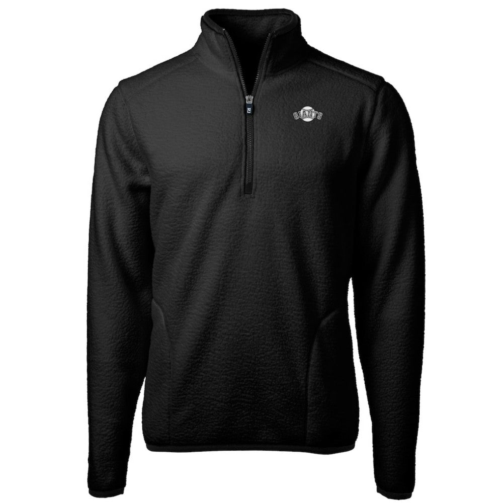 San Francisco Giants Cutter & Buck Big & Tall Cascade Eco Fleece Quarter-Zip Jacket Black