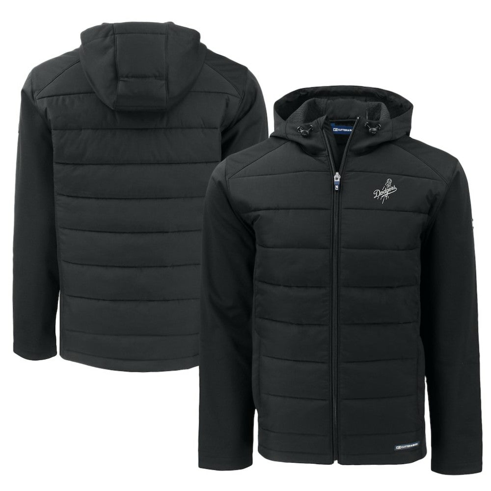 Los Angeles Dodgers Cutter & Buck Big & Tall Evoke Hybrid Eco Softshell Recycled Full-Zip Hooded PrimaLoft Jacket Black