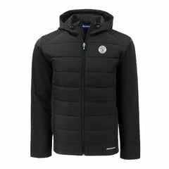 Milwaukee Brewers Cutter & Buck Big & Tall Evoke Hybrid Eco Softshell Recycled Full-Zip Hooded PrimaLoft Jacket Black