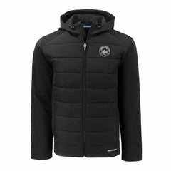 New York Mets Cutter & Buck Big & Tall Evoke Hybrid Eco Softshell Recycled Full-Zip Hooded PrimaLoft Jacket Black