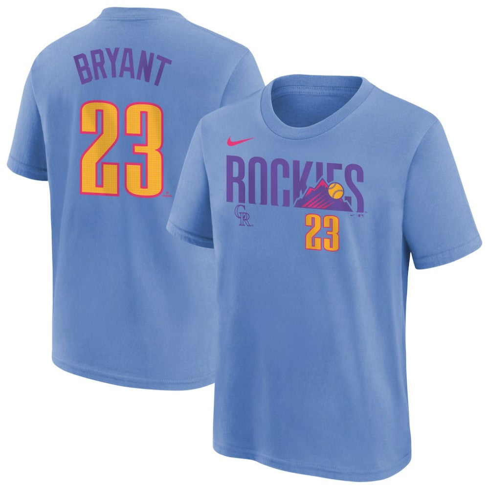 Kris Bryant Colorado Rockies Youth Fuse City Connect Name & Number T-Shirt Light Blue | Nike