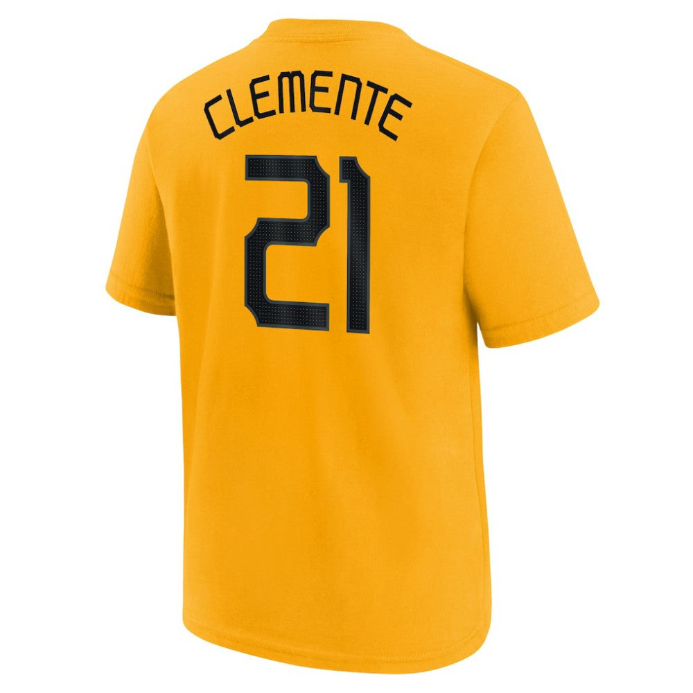 Roberto Clemente Pittsburgh Pirates Youth Fuse City Connect Name & Number T-Shirt Gold | Nike