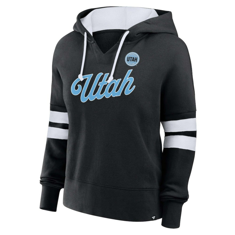 Utah Mammoth Fanatics Women's Oversized Seize V-Neck Pullover Hoodie Black
